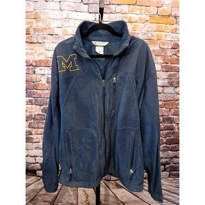 Columbia Michigan Fleece Men's Jacket XL Full Zip Pockets Logos Blue NCAA